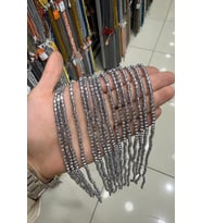 Hematit Taşı Silindir Kesim Parlak Gümüş 4x4mm Doğal Taş Dizi