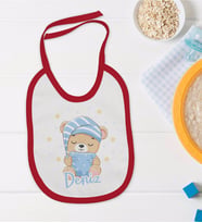 BK Kids Kişiye Özel İsimli Kırmızı Bebek Mama Önlüğü-7