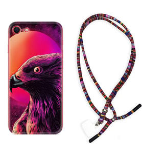 Apple iPhone 5 6 7 8 Plus Se XR Kılıf Boyun Asklı Rasta Silikon Red Eagle 1752
