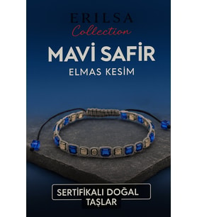 Sertifikalı Küp Kesim Terahertz Mavi Safir Doğal Taş Bileklik – İnce Model 5mm (Çok Renkli)