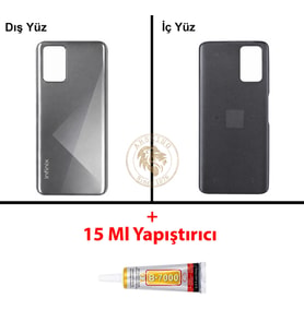 Infinix Note 8 Gümüş Uyumlu Arka Kapak + B7000 Yapıştırıcı Arka Cam Batarya Pil Kapağı Lazer Kesim