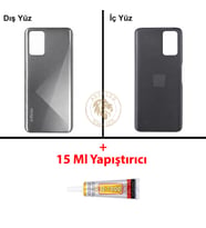 Infinix Note 8 Gümüş Uyumlu Arka Kapak + B7000 Yapıştırıcı Arka Cam Batarya Pil Kapağı Lazer Kesim