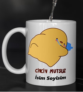Komik - Esprili Kupa Bardak CİVCİV MUTSUZ Tasarımlı Komik Kupa Bardak