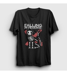 Presmono Unisex Siyah X Ray Cat Falling In Reverse T-Shirt 505073tt