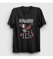 Presmono Unisex Siyah X Ray Cat Falling In Reverse T-Shirt 505073tt