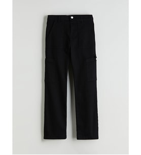 LCW Kids Siyah Slim Fit Kız Çocuk Kargo Jean Pantolon