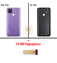 Infinix Hot 10İ Mor Uyumlu Lensli Arka Kapak + B7000 Yapıştırıcı Arka Cam Batarya Pil Kapağı