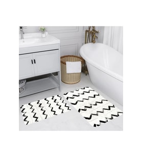 Rovigo Home Dijital Baskılı 2'li Banyo paspas Takımı RVG5171 (Beyaz)