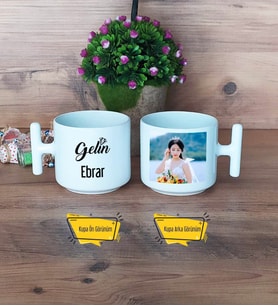 Gelin Kupa Bardak T Fotoğraflı Düğün Hediyesi
