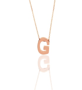 Söğütlü Silver Gümüş rose üç boyutlu minimal   G harf kolye