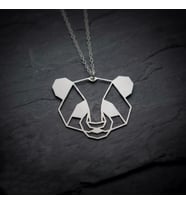 Kişiye Özel 925 Ayar Gümüş Origami Panda Kolye (Gümüş)