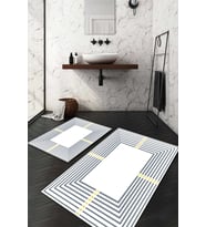 Dijital Baskılı Kaymaz Taban Yıkanabilir 2'li Klozet Takımı Banyo Paspası NDKZ-HS-180 (Beyaz)