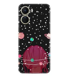 Vivo Y16 Kılıf Resimli Desenli Baskılı Silikon Space Woman 1311