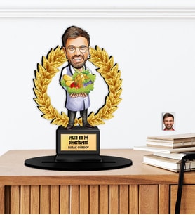 Kişiye Özel Karikatürlü Yılın Diyetisyeni Ahşap Oscar - Masaüstü Biblo