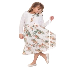 Gülücük Kids G01640-902 Kız Çocuk Şifon Çicekli Bolero Takım Elbise - Gülücük - Yeşil-13 YAŞ (Yeşil)