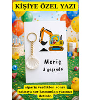 15 Adet İş Makineli İstiridye Anahtarlık - Kişiye Özel Yazı - Çocuk Konsept Hediye - Mevlit Hediye
