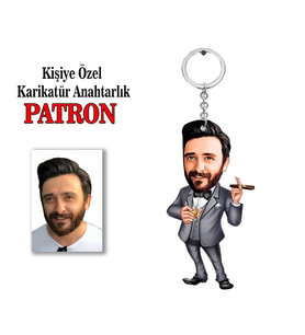 Kisiye Özel Karikatür PATRON anahtarlık
