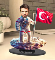 Kişiye Özel Türk Astronot Tasarımlı Karikatür Biblo