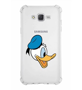 Samsung Galaxy J7  Köşe Korumalı Antişok Kapak Donald Duck Tasarımlı Şeffaf  Kılıf