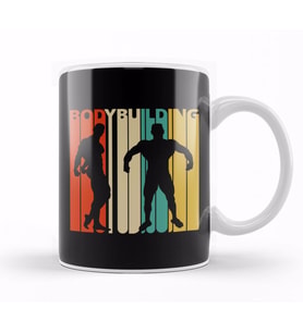 Bodybuilding Silhouette Retro Design Kupa Bardak Porselen
