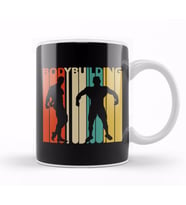 Bodybuilding Silhouette Retro Design Kupa Bardak Porselen