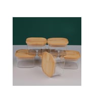 4 ADET KARE BAMBU KAPAKLI CAM KAHVALTILIK