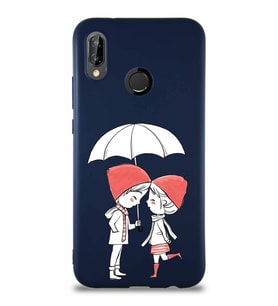 Huawei P20 Lite Soft Premier Kapak Aşk Tasarımlı Silikon Kılıf - Lacivert (Şeffaf)