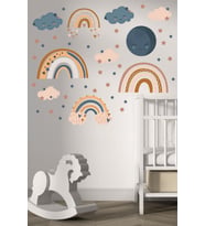 Gökkuşağı Bulut Çocuk Odası Duvar Sticker Dekorasyon Seti Model 2 (Karışık)
