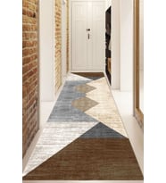 Dijital Baskılı Kaymaz Taban Yıkanabilir Modern Yolluk Ve Koridor Halısı NDU-HT-925 (Kahverengi)