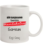 İsme Özel Bir Başkadır Benim Memleketim Temalı Kupa Bardak (Beyaz)