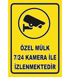 Özel Mülk Kamera İle İzlenmektedir 21x28 Arkası Sticker