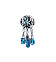 Mavi Detaylı Spiritüel Düş Kapanı Charm  925 Ayar Gümüş