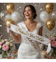 Bride To Be Beyaz Gold Yazılı Gelin Kuşağı 2 Metre Bekarlığa Veda Aksesuarı