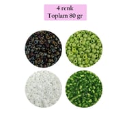 Dökme Cam Kum Boncuk (8/0) 3 mm - 4 Renk - Toplam 80 Gram - BNC418