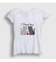 Presmono Kadın Beyaz I Meow You Kedili Sevgili T-Shirt 458723tt
