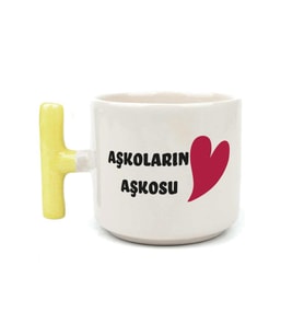 Aşkoların Aşkosu Baskılı Sarı Kulplu T Sevgililer Günü Kupası