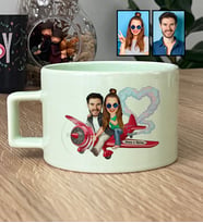 Kişiye Özel Karikatürlü Uçuyorum Aşkından Sevgiliye Hediye Lüks Pastel Fincan Sevgililer Günü Hediyesi