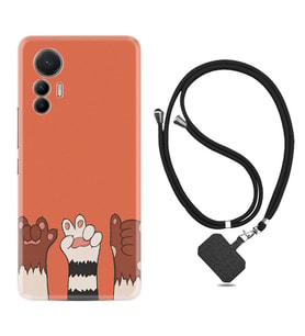 Xiaomi 12 Lite Kılıf Resimli Boyun Askılı İpli Desenli Silikon Series Three Hand 1818