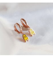 Gülen Yüz Halka Rose Gold Kaplama Gümüş Küpe