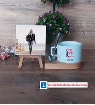 Teyzeye Hediye Fotoğraflı Dekoratif Taş, Kupa Bardak Beyaz Hediye (Model 8)