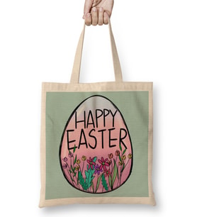Happy Easter 03 Bez Çanta Uzun Saplı