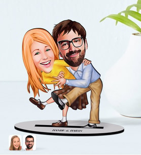 BK Gift Kişiye Özel İsimli Sevgililer Karikatürlü Ahşap Biblo Model-102