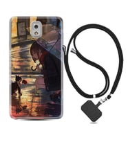 Samsung Note 3 4 5 8 9 20 Ultra 10 Lite Kılıf Boyun Askılı Silikon Kız ve Kedi 1762
