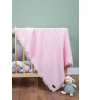 %100 Pamuk 4 Katlı Müslin Bebek Battaniyesi (Şeker Pembesi)