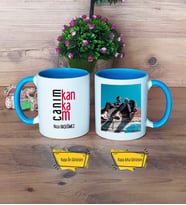 Arkadaşa Hediye Kupa Bardak Mavi Fotoğraflı Doğum Günü Hediyesi