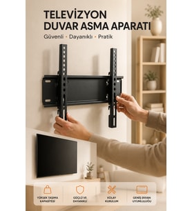 Yüksek Taşıma Kapasiteliniversal TV Duvar Askı Aparatı 32-42 İnç Güvenli Sabitleme Sistemi
