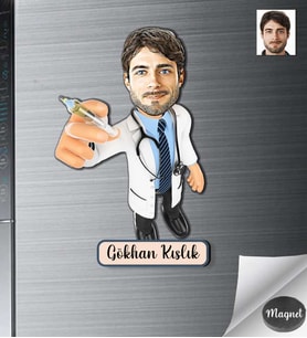 Kişiye Özel Doktor Erkek Ahşap Magnet -8