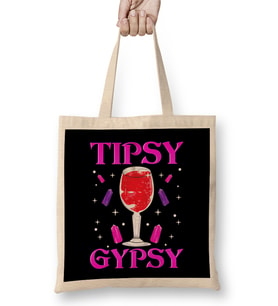 Cute Tipsy Gypsy Funny Halloween Drinking Wine Bez Çanta Uzun Saplı