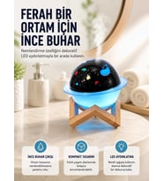 Projektör ışığı bulunan USB bağlantılı mini aromaterapi destekli hava nemlendirici