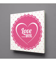 PEMBE LOVE YOU KANVAS TABLO 110x110cm (Karışık)